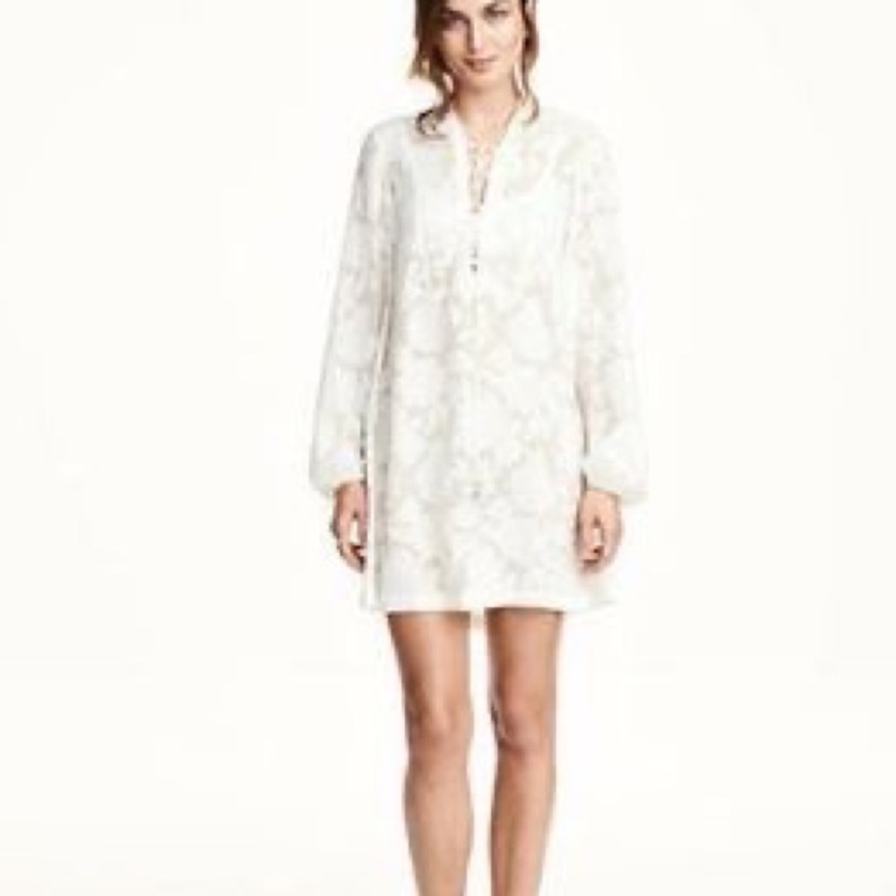 H&M Sheer Swim Cover Up Dress 2 lace white